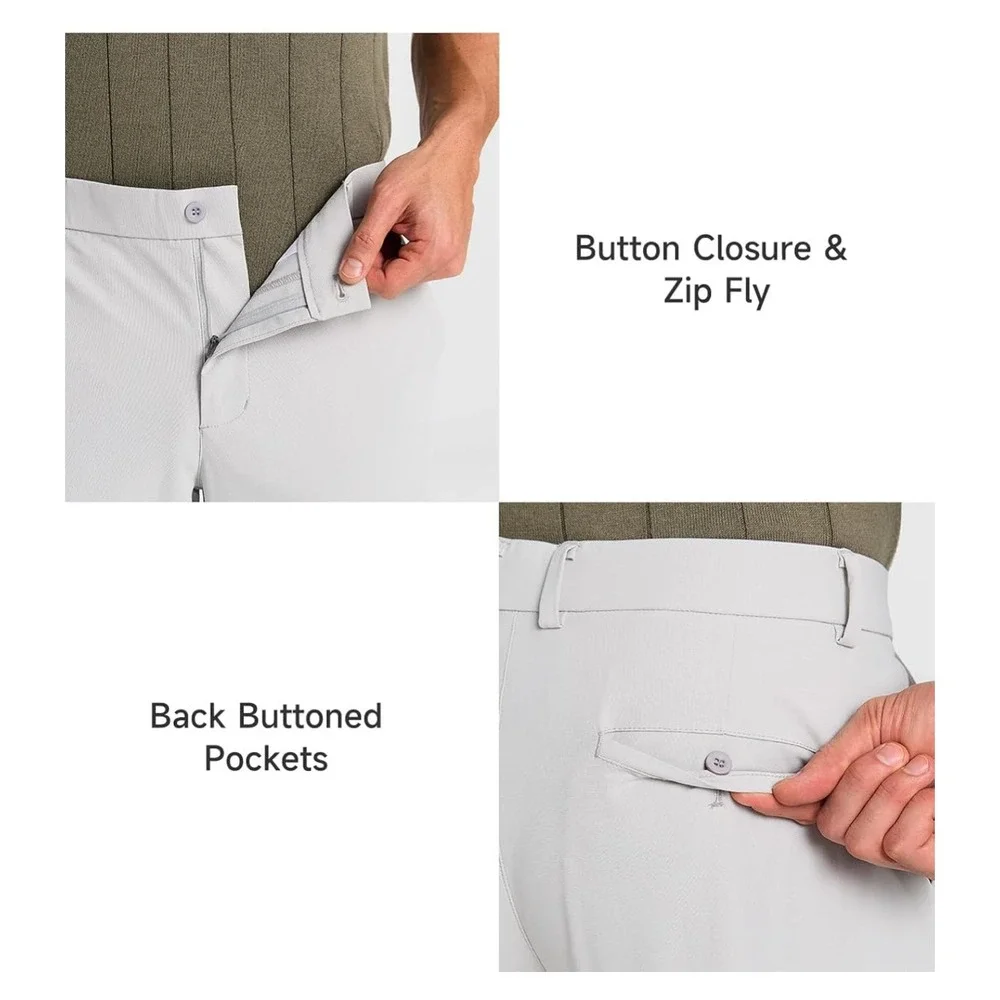 SNOWTEN Mens Golf Pants Silver Grey Stretch Performance Trousers 36W x 32L NEW